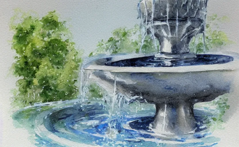 Image similar to Fountain Watercolor sketch, highly detailded