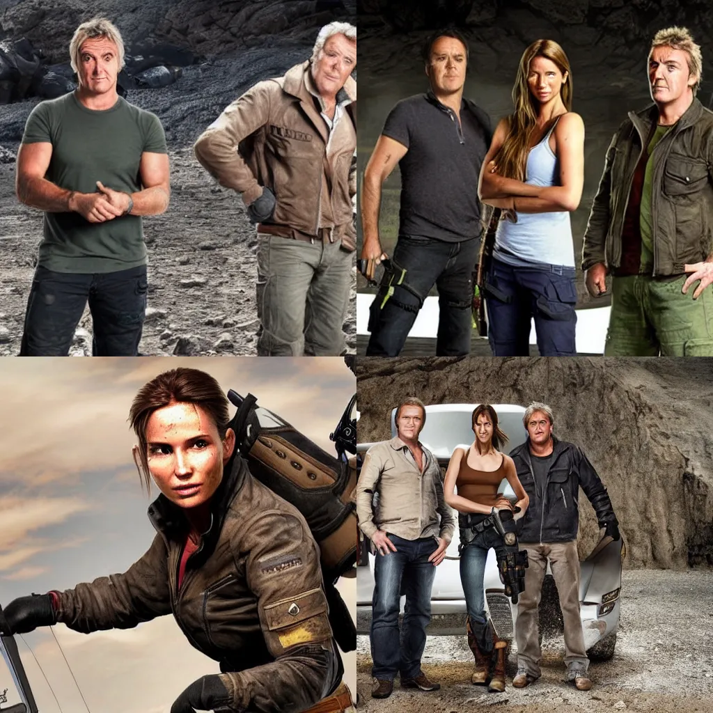 Prompt: top gear hosted by lara croft