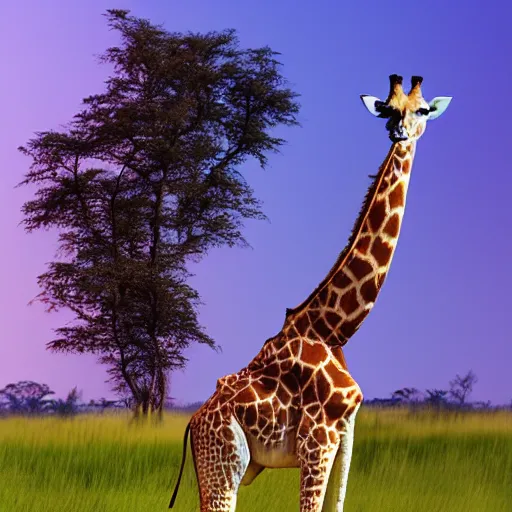 Image similar to giraffe standing on a giraffe, sharp focus, volumetric light, high details
