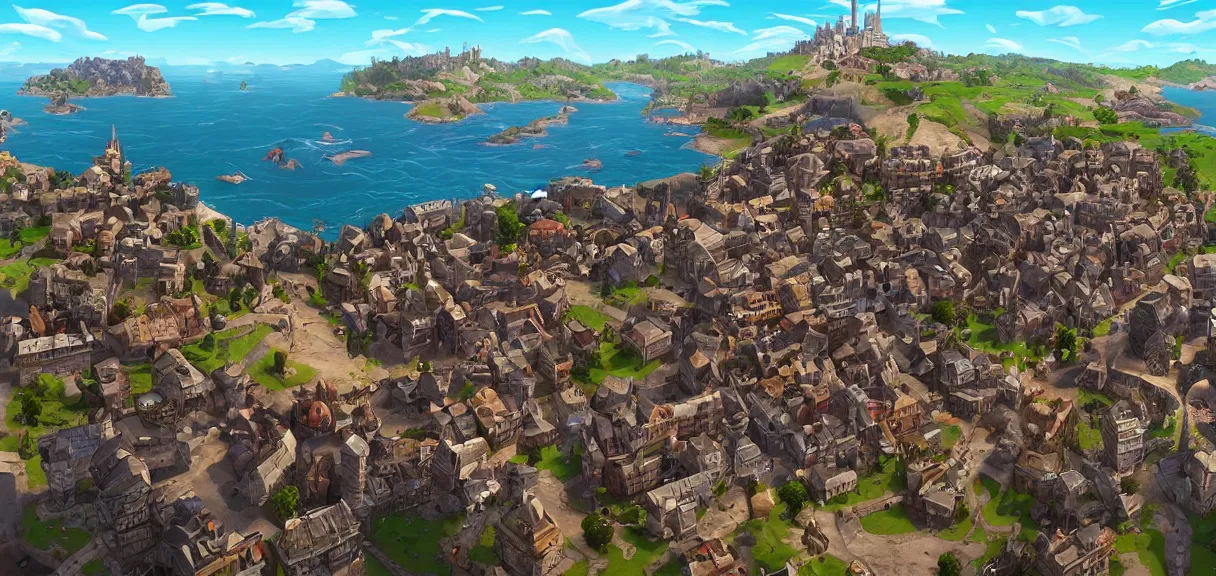 Image similar to “ the city of king's landing from game of thrones, but in the style of fortnite, digital art, award winning ”