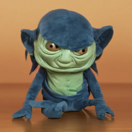 Image similar to A plush Gollum crying in thunderstorm