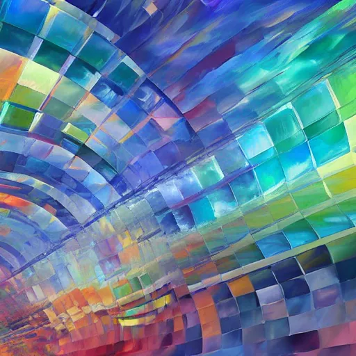 Image similar to long shot of a huge rainbow clear marble, concept art, geometric, by leonid afremov, by gerhard richter, jeff koons, volumetric light, smooth, depth perception, high depth of field, 4 k, unreal engine 5, ultradetailed, hyperrealistic, artstation