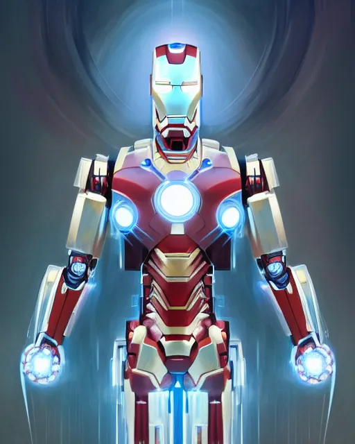 Image similar to symmetry!! portrait of a transformers robot acting as ironman, intricate, elegant, highly detailed, digital painting, artstation, concept art, smooth, sharp focus, illustration, art by artgerm and greg rutkowski and alphonse mucha, 8 k