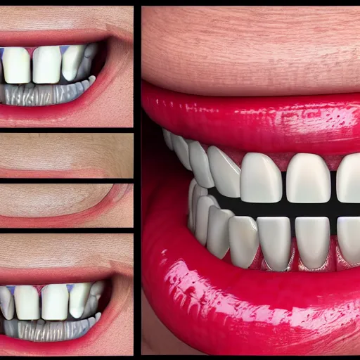 Image similar to poorly rendered 3 d set of teeth