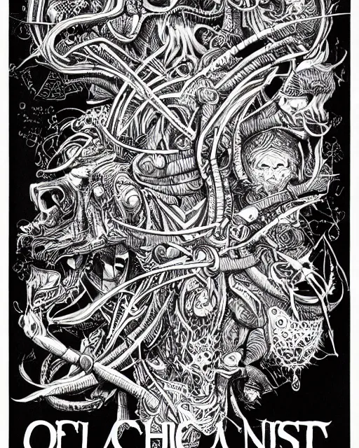 Image similar to scholar of madness, black ink on paper, trending on artstation, beautiful, intricate, detailed