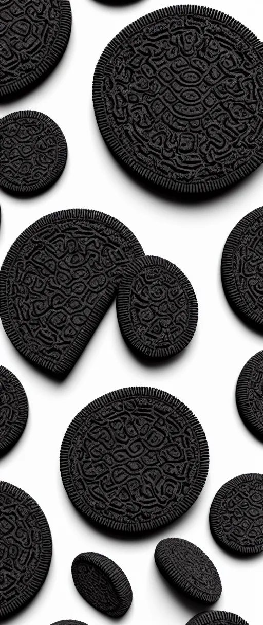 Image similar to octane render of an oreo, three point lighting, white backround, realistic