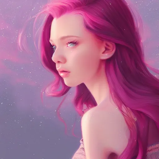 Image similar to teen girl, pink hair, gorgeous, amazing, elegant, intricate, highly detailed, snowy background, digital painting, artstation, concept art, sharp focus, illustration, art by Ross tran