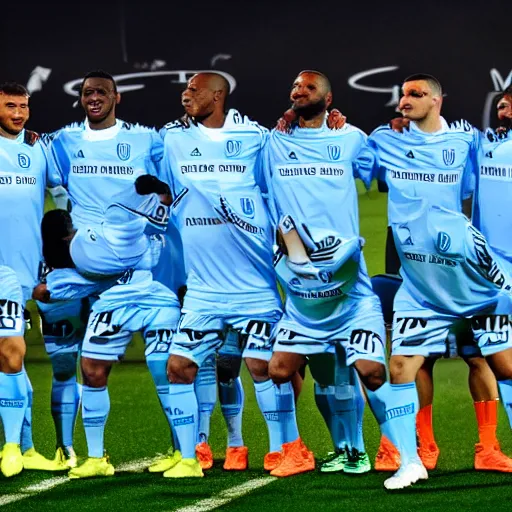 Prompt: Olympique de Marseille football team winning Champions league