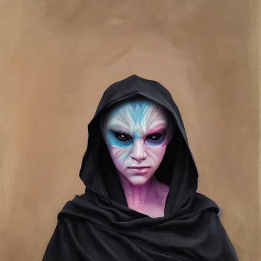 Prompt: pinkie pie as a sith lord, painting by Monia Merlo