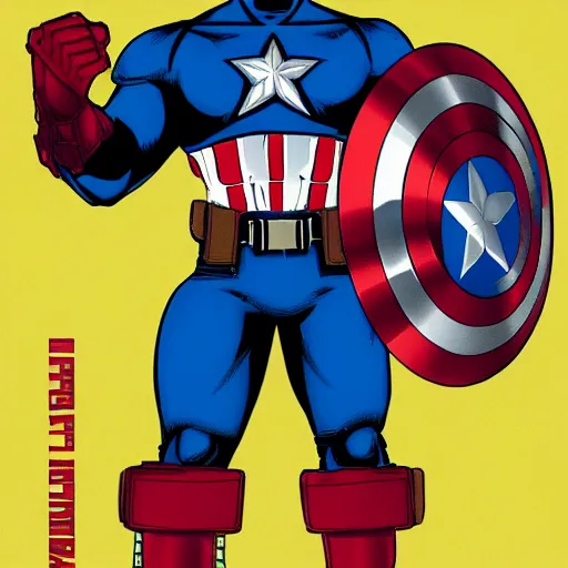 Image similar to captain america in the style of tatsuki fujimoto