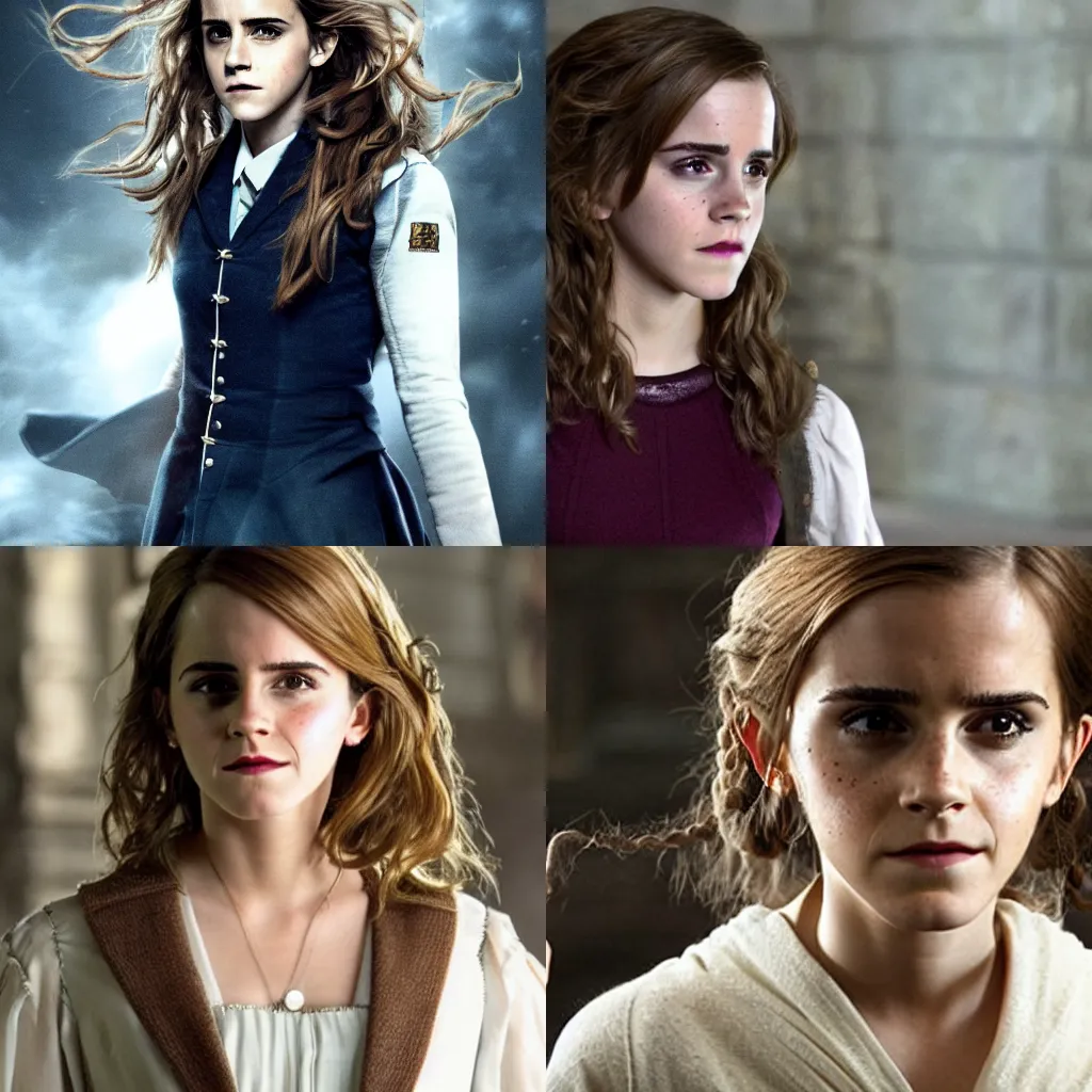 Prompt: emma watson as hermione granger, affected by the imperius spell