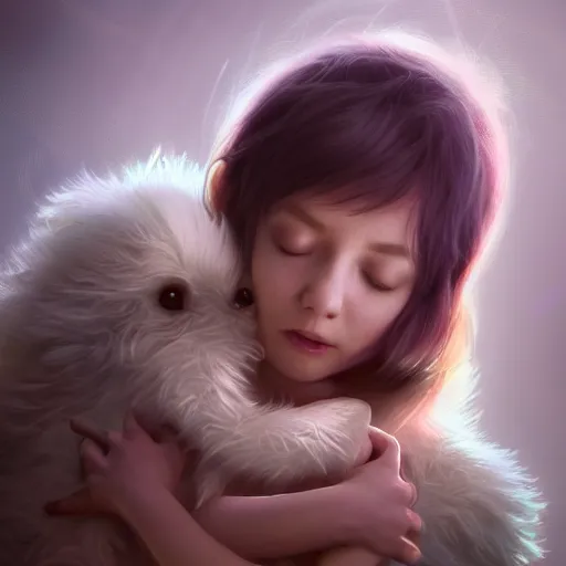 Image similar to The snuggliest snuggles in the world, huggy wuggy from poppy playtime video game, fullbody, ultra high detailed, glowing lights, oil painting, Greg Rutkowski, Charlie Bowater, Beeple, unreal 5, DAZ, hyperrealistic, octane render, RPG portrait, dynamic lighting, fantasy art, beautiful face