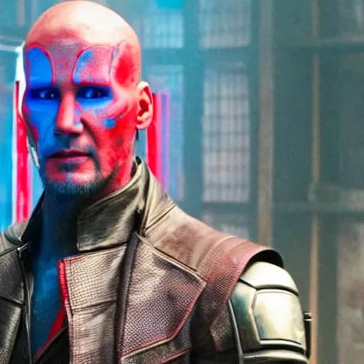 Image similar to film still of Keanu Reeves as Yondu in Guardians of the Galaxy