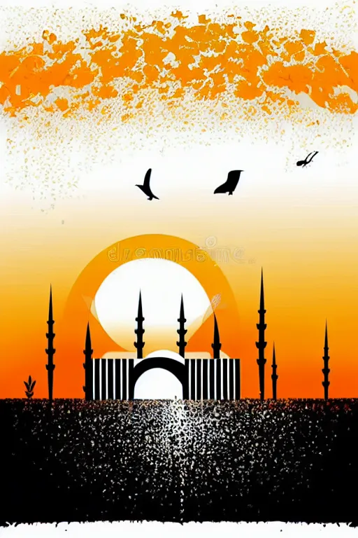 Image similar to minimalist boho style art of istanbul sunrise, illustration, vector art