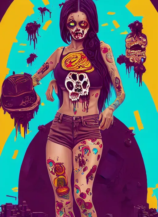 Image similar to zombie full body latina hiphop streetwear drip, tristan eaton, victo ngai, artgerm, rhads, ross draws