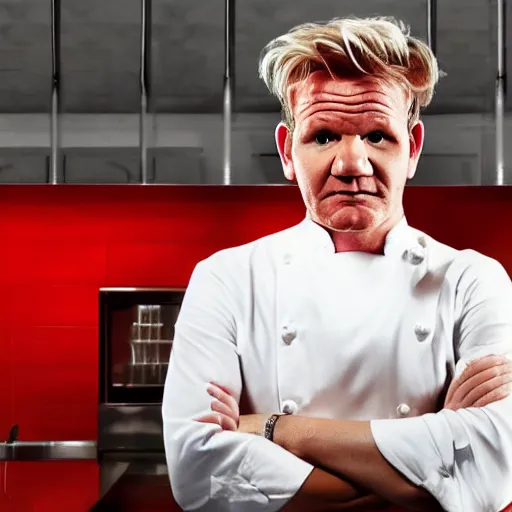 Prompt: Gordon Ramsay as a Burger king worker