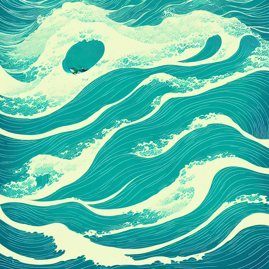 Image similar to ocean wave by victo ngai