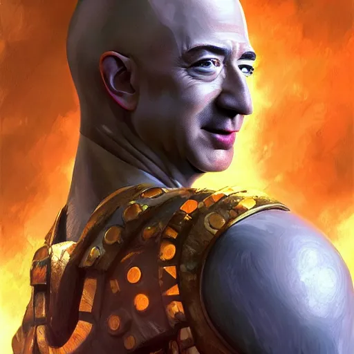 Prompt: Jeff Bezos Jeff Bezos as an amazon warrior, 4k, artstation, cgsociety, award-winning, masterpiece, stunning, beautiful, glorious, powerful, fantasy art