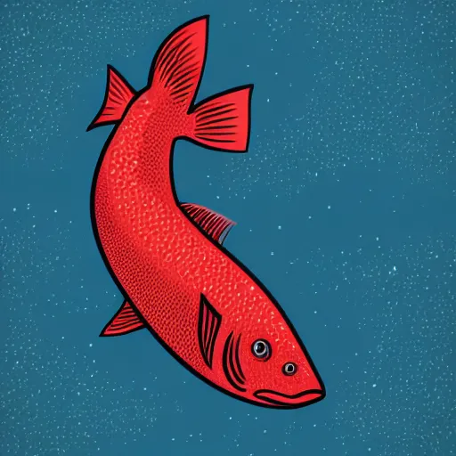 Prompt: deep red fish, Anthropomorphic, highly detailed, colorful, illustration, smooth and clean vector curves, no jagged lines, vector art, smooth