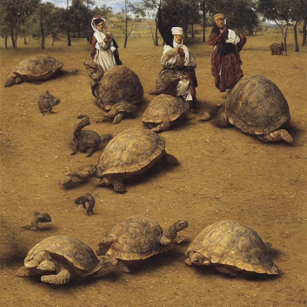 Image similar to osman hamdi bey, The Tortoise Trainer, canvas