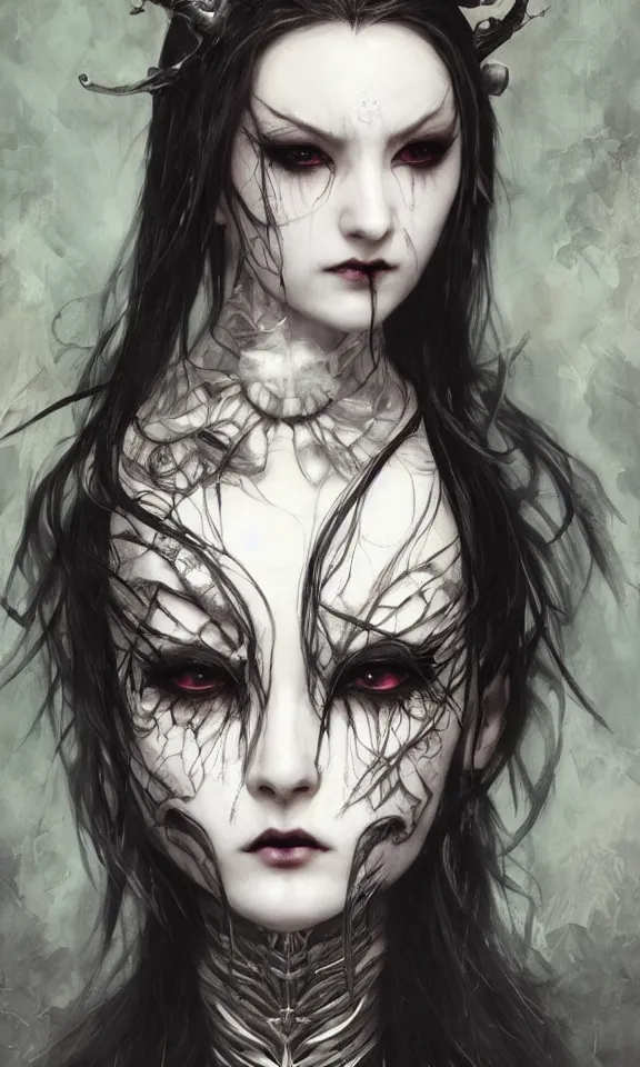 Image similar to !dream Full shot of a ghoulpunk high priestess, defined facial features, intricate, gothic punk, malice mizer, ai yazawa, symmetrical facial features. By Ruan Jia and Artgerm and Range Murata and WLOP and Ross Tran and William-Adolphe Bouguereau and Beeple. Key Art. Fantasy Illustration. award winning, Artstation, intricate details, realistic, Hyperdetailed, 8k resolution. Iridescent accents.