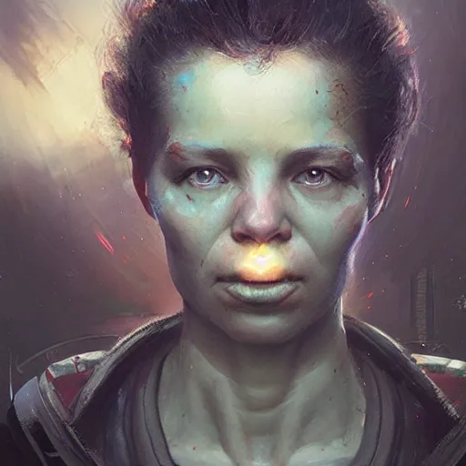 Image similar to portrait of an alien space survivor, Matte painting , detailed painting, greg rutkowski