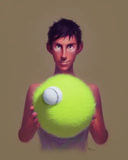 Image similar to highly detailed vfx portrait of a character of a tennis ball monster stephen bliss, chalk, unrealengine, greg rutkowski, loish, rhads, beeple, makoto shinkai and lois van baarle, ilya kuvshinov, rossdraws, tom bagshaw,