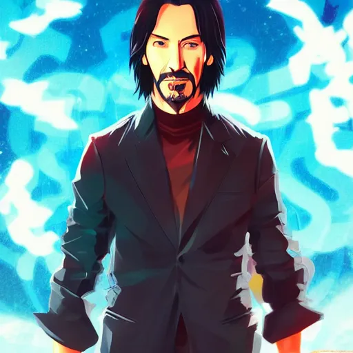 Image similar to keanu reeves, anime key visual, artstation, loish van baarle