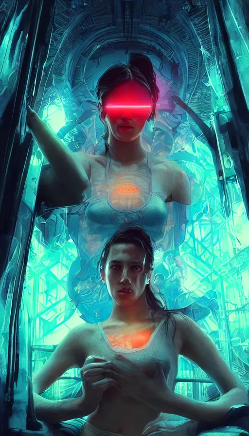 Image similar to no mercy, altered carbon, neon, dreamy vibe, fibonacci, sweat drops, insane intricate, highly detailed, cinematic, atmospheric. digital painting, artstation, concept art, smooth, sharp focus, illustration, unreal engine 5, 8 k, art by artgerm and greg rutkowski and alphonse mucha, laura sava, laura palmer