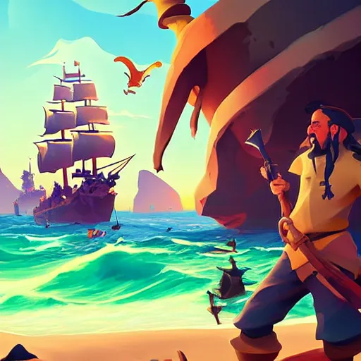 Image similar to painting treasure on sea of thieves game smooth median photoshop filter cutout vector, behance hd by jesper ejsing, by rhads, makoto shinkai and lois van baarle, ilya kuvshinov, rossdraws global illumination