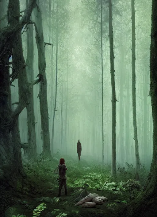 Prompt: hyper realistic eerie aylum far away in the woods, gorgeous lighting, blue sky, highly detailed, lush forest by zdzisław beksinski and norman rockwell and greg rutkowskiweta studio, and lucasfilm