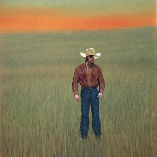 Image similar to cowboy standing in the prairie