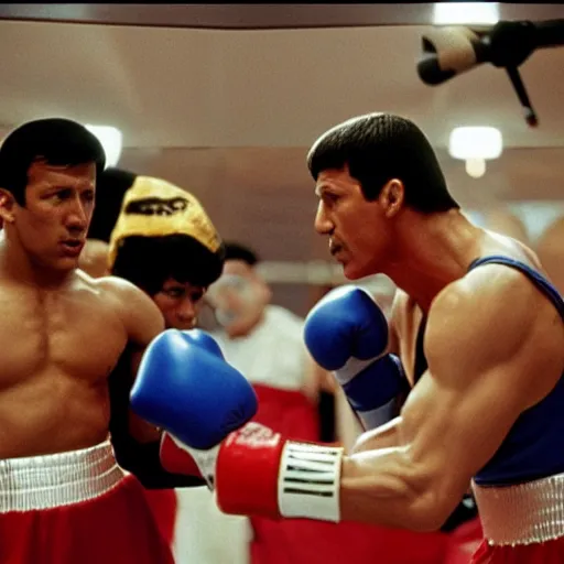 Image similar to rocky 4 directed by wes anderson,