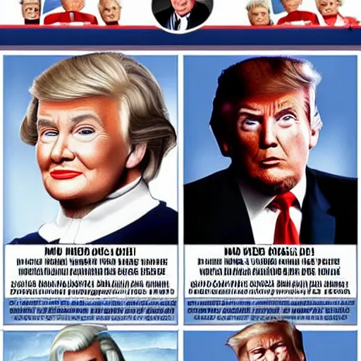 Image similar to donald trump as mrs doubtfire. poster for hollywood blockbuster