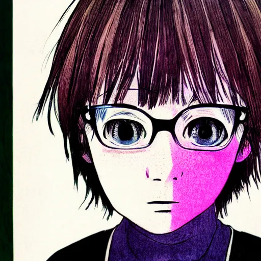 Image similar to a colorful portait of a boy from inio asano, detailed