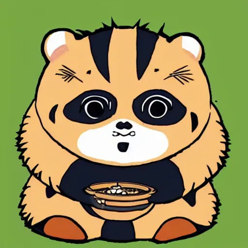 Prompt: cute chibi tanuki yokozuna