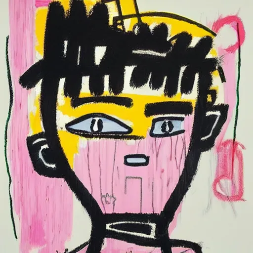 Image similar to cute anime girl, by Jean-Michel Basquiat by Jean-Claude Dubuffet