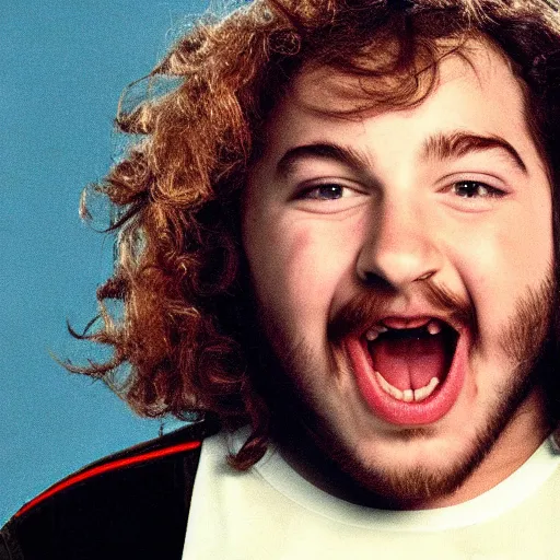 Image similar to a film still of Post Malone starring as Dewey Finn in School Of Rock (2003)