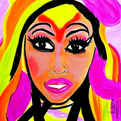 Image similar to children's painting of nicki minaj