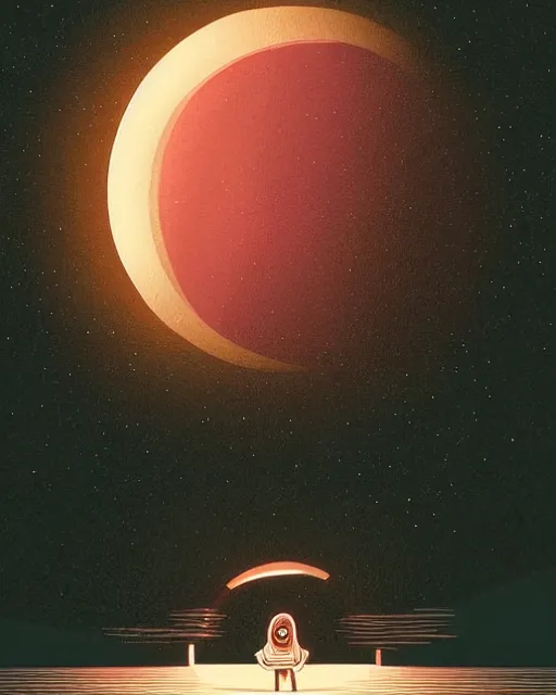 Image similar to beautiful painting of a smiling moon at night, art by mike winkelmann, illustration, highly detailed, simple, smooth and clean vector curves, no jagged lines, vector art, smooth, artstation