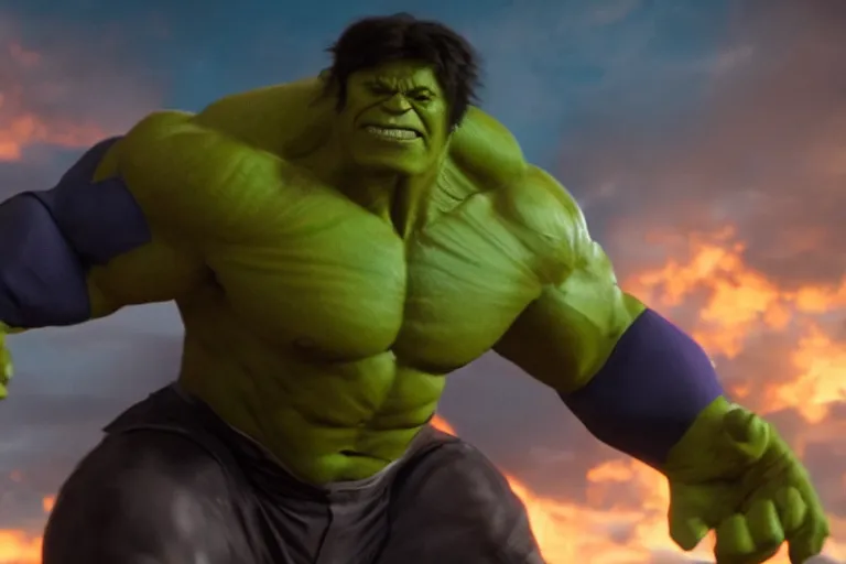 Image similar to film still of Lou Ferigno as hulk in avengers infinity war, 4k