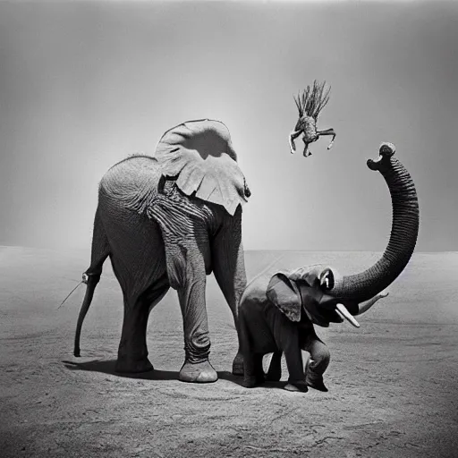 Prompt: Creature with the body of an elephant and the head of a human, National Geographic photograph