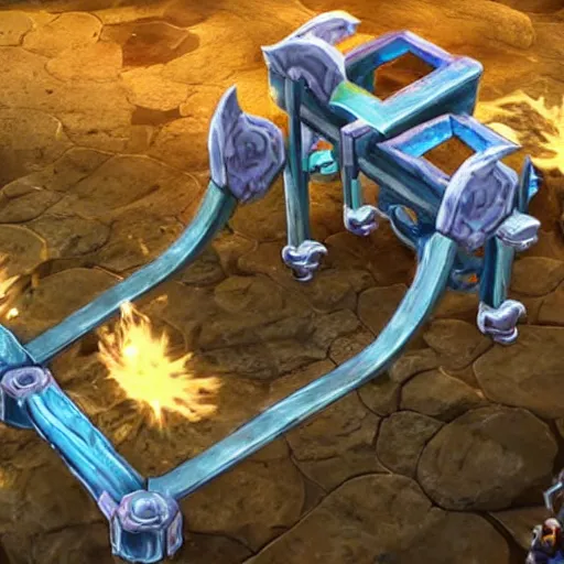 Image similar to a ice catapult machine, cart wheels, fantasy rpg, league of legends style