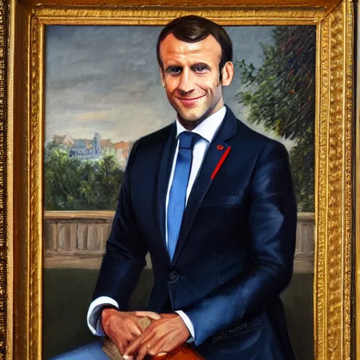 Prompt: emmanuel macron, royal portrait, oil painting, very detailed, baroque