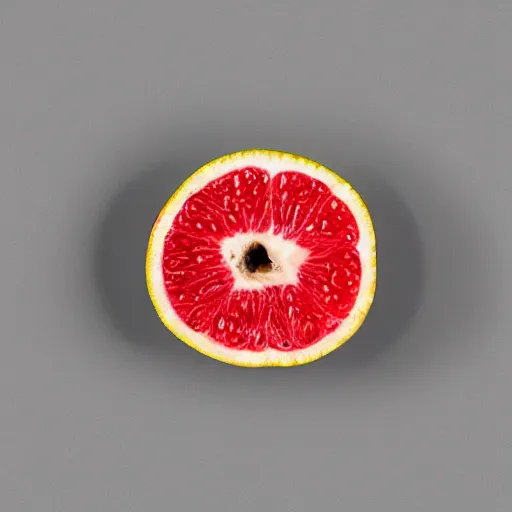 Image similar to centered hyper-realistic single piece of fruit, gray background