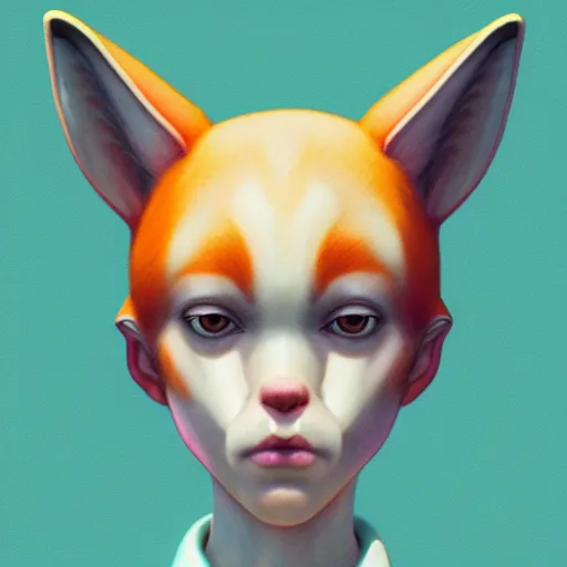 Image similar to android fox:: by Martine Johanna and Simon Stålenhag and Chie Yoshii :: dynamic, particulate, pastel colors, intricate, elegant, highly detailed, centered, artstation, smooth, sharp focus, octane render, 3d