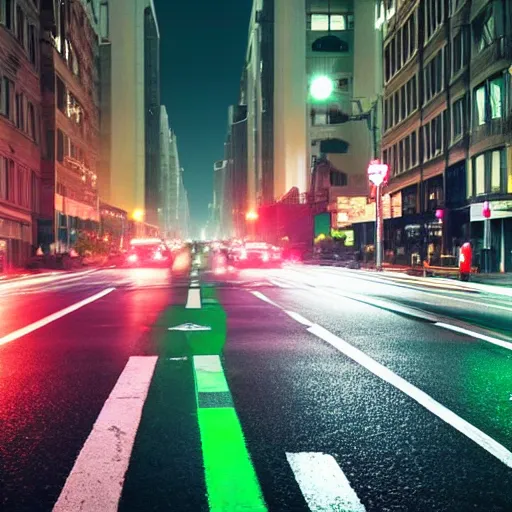 Image similar to And traffic lights, and pink headlights crossing. This city, which is clearer than a midnight nightmare. Good image quality.