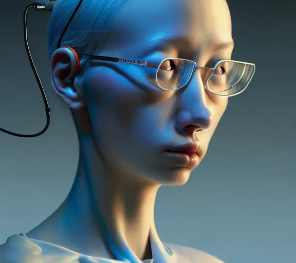 Image similar to hyperrealistic photography of a gorgeous female scientist constructing an empathy machine in the style of jin kagetsu, james jean, chris cunningham, hans bellmer and wlop, highly detailed, face symmetry, masterpiece, award - winning, sharp focus, intricate concept art, ambient lighting, 8 k, artstation