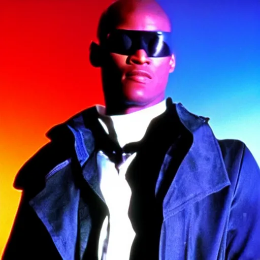 Image similar to morpheus from the matrix, blue red pill, black background, dramatic lighting, cinematic composition