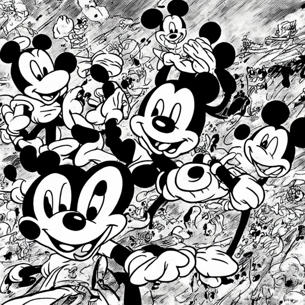 Image similar to mickey mouse pictured in violent japanese manga comicbook